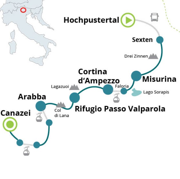 Italien, Südtirol, Venetien: Wanderreise entlang der ehemaligen Dolomitenfront ab Niederdorf / Toblach